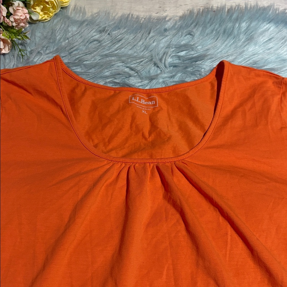 L.L. Bean Women's Vibrant Orange Short Sleeve Tee sz XL - Picture 3 of 7